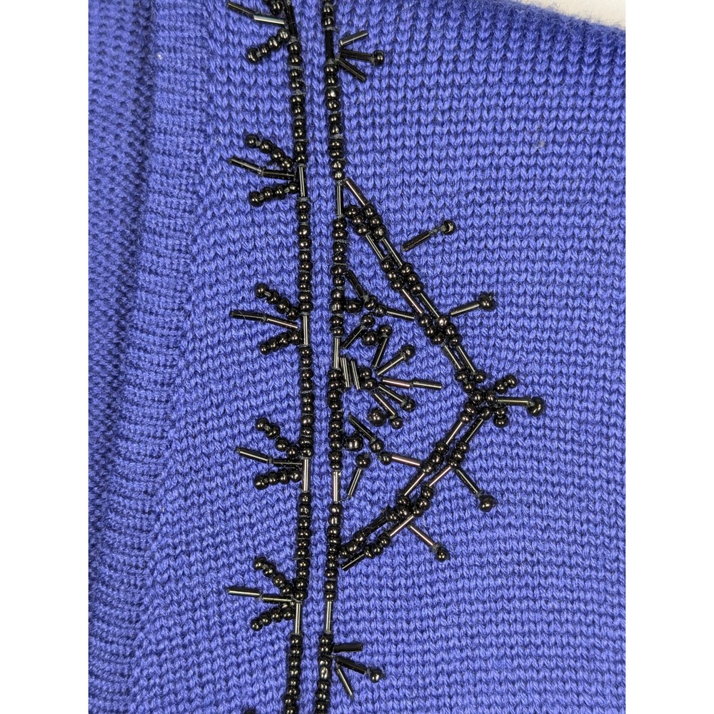 Koret Sweater Vest M Purple Wool Blend Beaded Button Front Vintage Layering - Picture 3 of 7